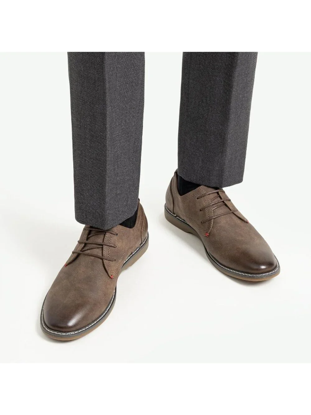 Men's Polish Brown Faux Leather Casual Dress Shoes Retro Business Classic